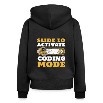 Slide To Activate Coding Mode Developer Coder - Frauen Premium Bio Zip Hoodie - Schwarz - Hinten - Julia (174cm)