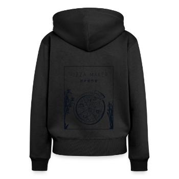 Pizza Maker Chinese Hanzi Pizzablech Pizzaofen - Frauen Premium Bio Zip Hoodie - Schwarz - Hinten - Julia (174cm)