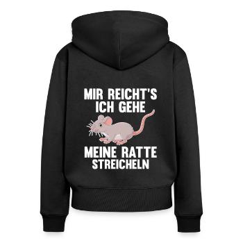 Nagetier Ratte Ratten - Frauen Premium Bio Zip Hoodie - Schwarz - Hinten - Julia (174cm)