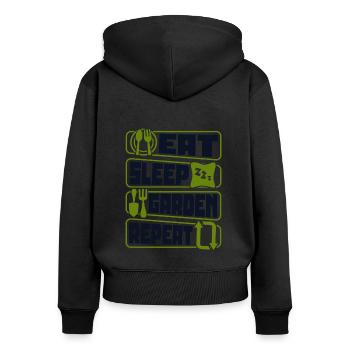 Eat Sleep Garden Repeat Allotment Garden Horticulture - Women's Premium Organic Zip Hoodie - black - Back - Julia (174cm)