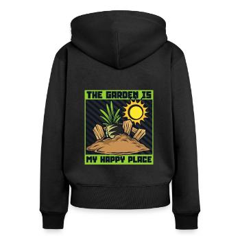 The Garden Is My Happy Place Horticulture Gardener - Women's Premium Organic Zip Hoodie - black - Back - Julia (174cm)