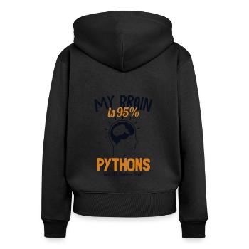 My Brain is 95% Pythons Python Snake Banana - Women's Premium Organic Zip Hoodie - black - Back - Julia (174cm)