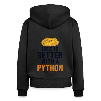 La vie est meilleure avec une boule de banane serpent Python - Sweat à capuche zippé Premium bio Femme - noir - Dos - Julia (174cm)