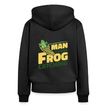 Homme J’aime Grenouille Attraper Rainette Crapaud Grenouille - Sweat à capuche zippé Premium bio Femme - noir - Dos - Julia (174cm)