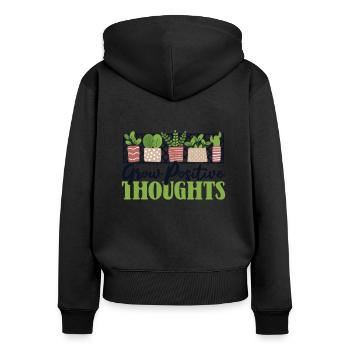 Cultiver des pensées positives Jardin de jardins familiaux Horticulture - Sweat à capuche zippé Premium bio Femme - noir - Dos - Julia (174cm)
