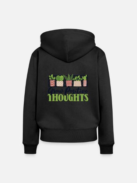 Grow Positive Thoughts Kleingarten Gartenbau - Frauen Premium Bio Zip Hoodie - Schwarz
