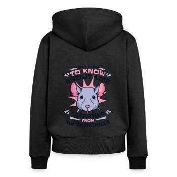 J’ai appris de My Chinchilla Shorttail Longhair - Sweat à capuche zippé Premium bio Femme - noir - Dos - Julia (174cm)