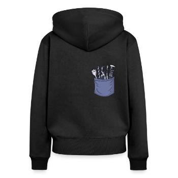 Carpenter Chest Pocket Tischler Holzmechaniker - Frauen Premium Bio Zip Hoodie - Schwarz - Hinten - Julia (174cm)
