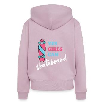 Yes Girls Can Skateboard Skaterin - Frauen Premium Bio Zip Hoodie - Altrosa - Hinten - Julia (174cm)