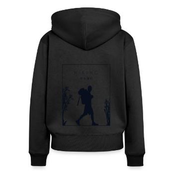 Hiking Chinese Hanzi Hiking Trekking Bergwandern - Frauen Premium Bio Zip Hoodie - Schwarz - Hinten - Julia (174cm)