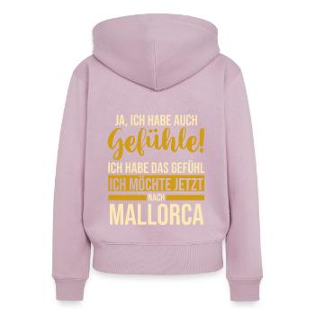 Party Urlaub Mallorca - Frauen Premium Bio Zip Hoodie - Altrosa - Hinten - Julia (174cm)