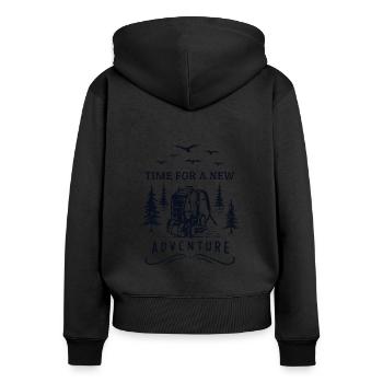 Time For A New Adventure Trekking Mountain Hiking - Women's Premium Organic Zip Hoodie - black - Back - Julia (174cm)