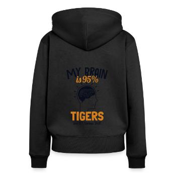 My Brain is 95% Tigers Raubkatze Wildkatze - Frauen Premium Bio Zip Hoodie - Schwarz - Hinten - Julia (174cm)