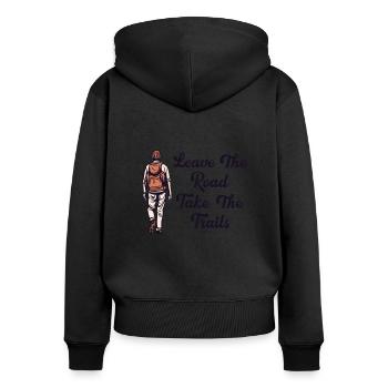 Quitter la route Prendre des sentiers Randonnée Trekking - Sweat à capuche zippé Premium bio Femme - noir - Dos - Julia (174cm)