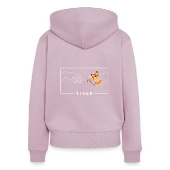 Michelangelo Creation of Adam Tiger Sibirischer - Frauen Premium Bio Zip Hoodie - Altrosa - Hinten - Julia (174cm)
