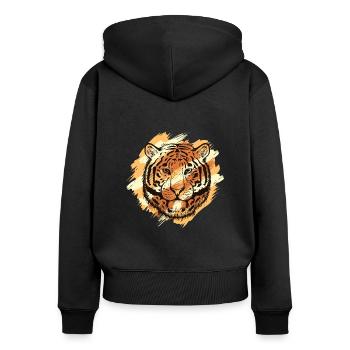 Königstiger Wildkatze Raubkatze Sibirischer Tiger - Frauen Premium Bio Zip Hoodie - Schwarz - Hinten - Julia (174cm)