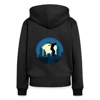 Ville de Parkour - Sweat à capuche zippé Premium bio Femme - noir - Dos - Julia (174cm)
