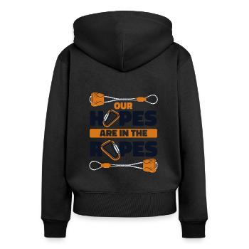Our Hopes Are In The Ropes SpeedKletter Kraxler - Women's Premium Organic Zip Hoodie - black - Back - Julia (174cm)