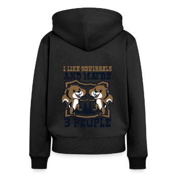 J’aime les écureuils et peut-être 3 personnes écureuil - Sweat à capuche zippé Premium bio Femme - noir - Dos - Julia (174cm)