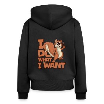 Je fais ce que je veux Écureuil renard Écureuil gris - Sweat à capuche zippé Premium bio Femme - noir - Dos - Julia (174cm)
