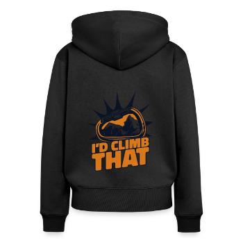 I'd Climb That Alpinklettern Sportklettern - Frauen Premium Bio Zip Hoodie - Schwarz - Hinten - Julia (174cm)