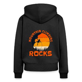 Mountain Climbing Rocks Sportklettern - Frauen Premium Bio Zip Hoodie - Schwarz - Hinten - Julia (174cm)