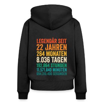 22 Jahre Zweiunszwanzigster Geburtstag - Frauen Premium Bio Zip Hoodie - Schwarz - Hinten - Julia (174cm)