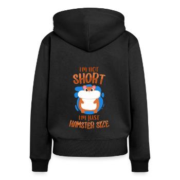 I'm Not Short I'm Hamster Size Zwerghamster - Frauen Premium Bio Zip Hoodie - Schwarz - Hinten - Julia (174cm)