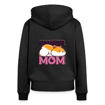Hamster Mom Goldhamster Zwerghamster Feldhamster - Frauen Premium Bio Zip Hoodie - Schwarz - Hinten - Julia (174cm)
