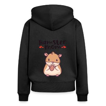 Hamster Mom Goldhamster Zwerghamster Feldhamster - Frauen Premium Bio Zip Hoodie - Schwarz - Hinten - Julia (174cm)