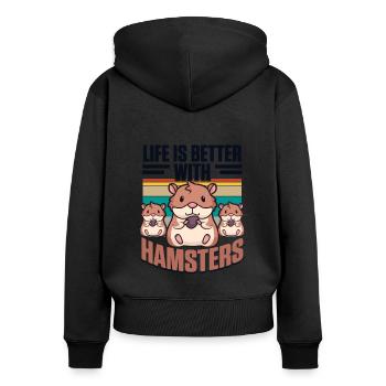 La vie est meilleure avec les hamsters Grand hamster - Sweat à capuche zippé Premium bio Femme - noir - Dos - Julia (174cm)