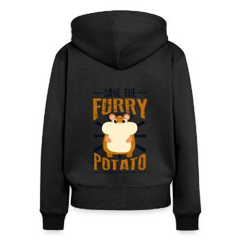 Save The Furry Potato Feldhamster Goldhamster - Frauen Premium Bio Zip Hoodie - Schwarz - Hinten - Julia (174cm)
