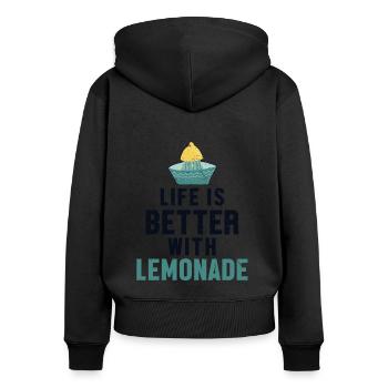 La vie est meilleure avec Lemonade Lemonade - Sweat à capuche zippé Premium bio Femme - noir - Dos - Julia (174cm)