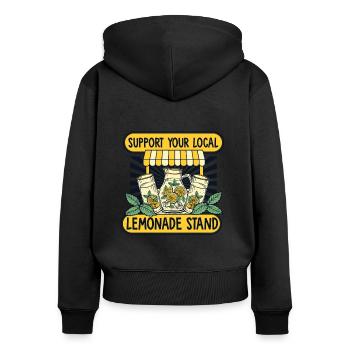 Soutenez votre stand de limonade local Limonade - Sweat à capuche zippé Premium bio Femme - noir - Dos - Julia (174cm)