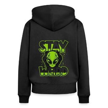 Stay Weird Außerirdischer Ufo Conspiracy Alien - Sweat à capuche zippé Premium bio Femme - noir - Dos - Julia (174cm)