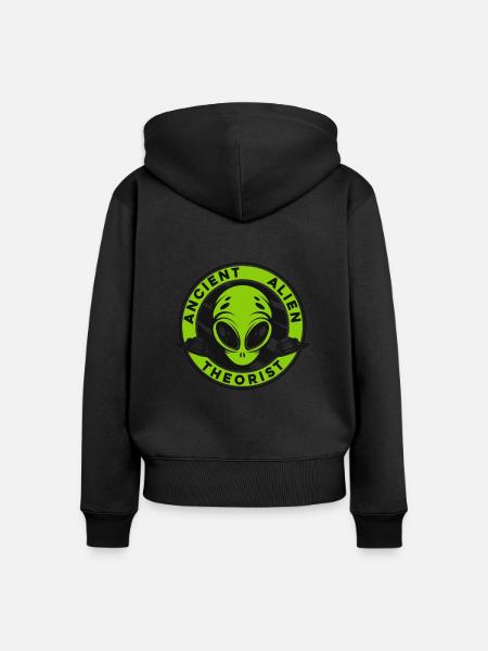 Ancient Alien Theorist Ufo Conspiracy - Women's Premium Organic Zip Hoodie - black