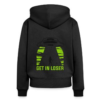 Get In Loser Conspiracy Außerirdischer Ufo Alien - Women's Premium Organic Zip Hoodie - black - Back - Julia (174cm)