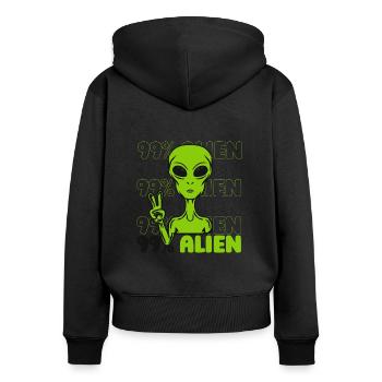 99% Alien Conspiracy Alien Ufo Alien - Women's Premium Organic Zip Hoodie - black - Back - Julia (174cm)