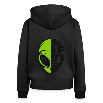 Et si c’était vrai Conspiracy Alien UFO - Sweat à capuche zippé Premium bio Femme - noir - Dos - Julia (174cm)