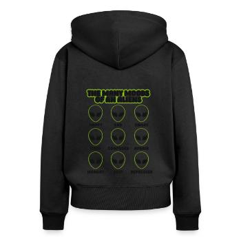 Les nombreuses humeurs d’un OVNI extraterrestre extraterrestre - Sweat à capuche zippé Premium bio Femme - noir - Dos - Julia (174cm)