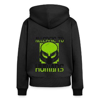 Allergique aux humains Ufo Conspiration Extraterrestre - Sweat à capuche zippé Premium bio Femme - noir - Dos - Julia (174cm)