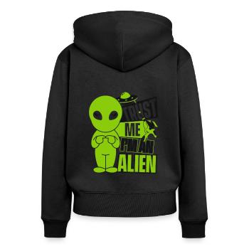 Croyez-moi, je suis une conspiration extraterrestre d’ovnis - Sweat à capuche zippé Premium bio Femme - noir - Dos - Julia (174cm)