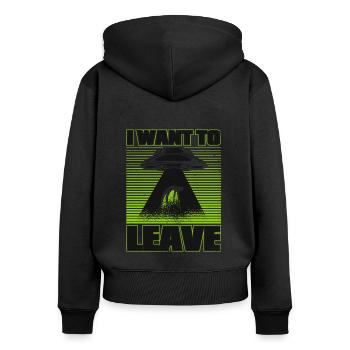 Je veux quitter la conspiration extraterrestre des ovnis - Sweat à capuche zippé Premium bio Femme - noir - Dos - Julia (174cm)