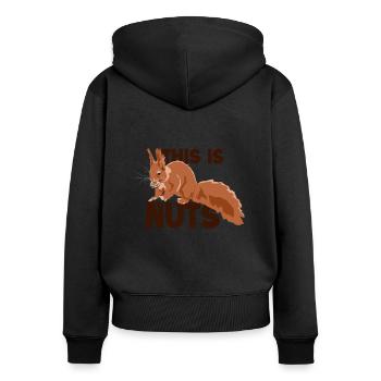 This Is Nuts Fuchshörnchen Grauhörnchen - Frauen Premium Bio Zip Hoodie - Schwarz - Hinten - Julia (174cm)