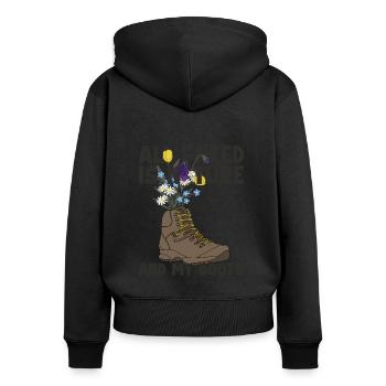La nature et mes bottes Randonnée Trekking Randonnée en montagne - Sweat à capuche zippé Premium bio Femme - noir - Dos - Julia (174cm)