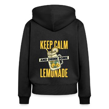 Restez calme et buvez de la limonade Limonade - Sweat à capuche zippé Premium bio Femme - noir - Dos - Julia (174cm)