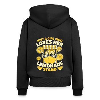 Une fille qui aime sa limonade stand Limonade - Sweat à capuche zippé Premium bio Femme - noir - Dos - Julia (174cm)