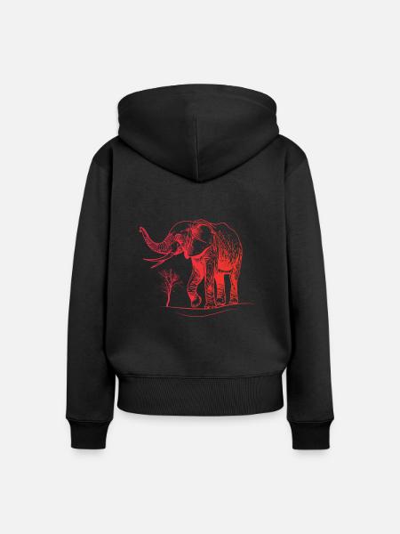 Elefant Kinder Rot Elefant - Frauen Premium Bio Zip Hoodie - Schwarz