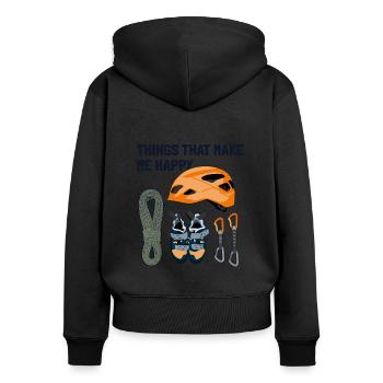 Things That Make Me Happy Alpinklettern Kraxler - Frauen Premium Bio Zip Hoodie - Schwarz - Hinten - Julia (174cm)