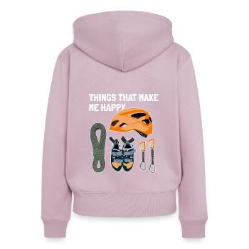 Things That Make Me Happy Alpinklettern Kraxler - Frauen Premium Bio Zip Hoodie - Altrosa - Hinten - Julia (174cm)